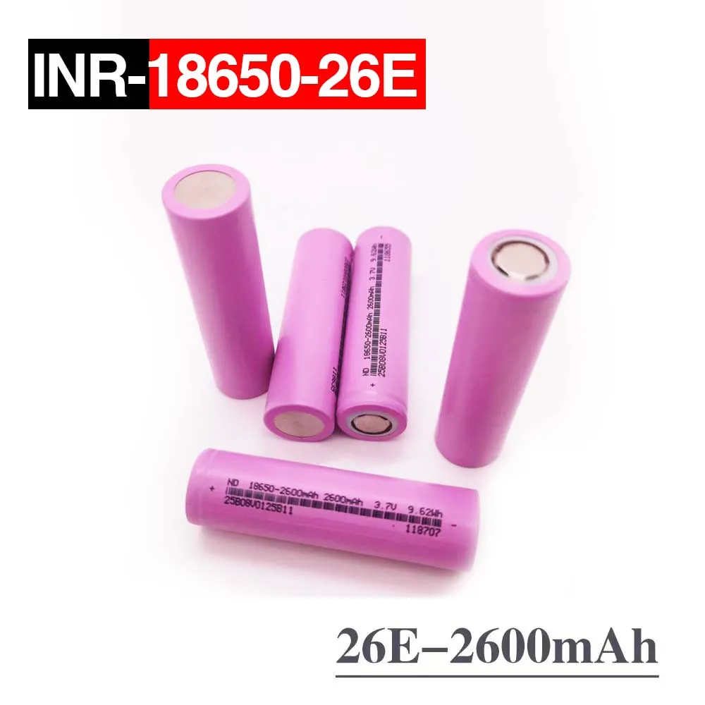 INR18650-26E 2600mah Lithium Ion Batterie Rechargeable 5c 1000 Cycles 3.7v Vélo Électrique Eddie Ion 18650 Batterie