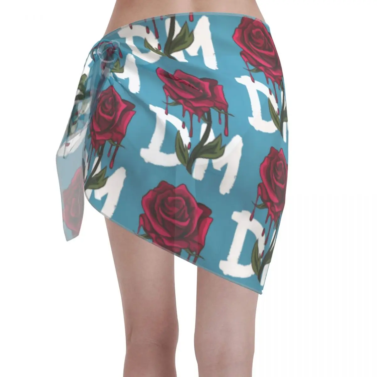 Custom Depeches โหมดเย็นสั้น Sarongs ชุดว่ายน้ําพิมพ์เพลงบิกินี่ Wrap Sheer Sarong Beach Wrap