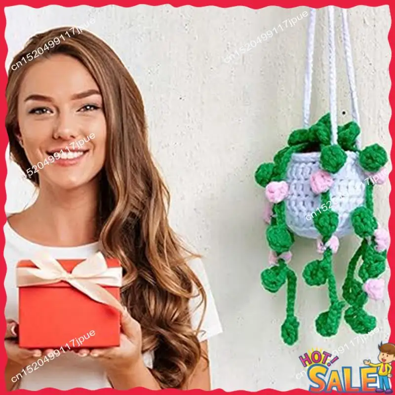 BOFO 1 pezzo impiccagioni per piante per auto pendenti decorativi per specchietto retrovisore per auto piante sospese per auto all'uncinetto