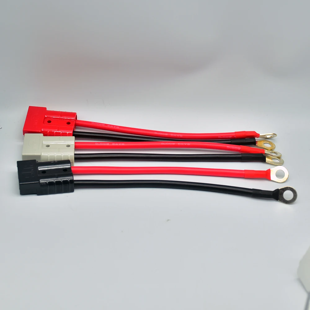 1pcs Double Pole 50A 600V High Current Plug with 8AWG M8 Silicone Cable Electric Forklift Plug Quick Charging Connector