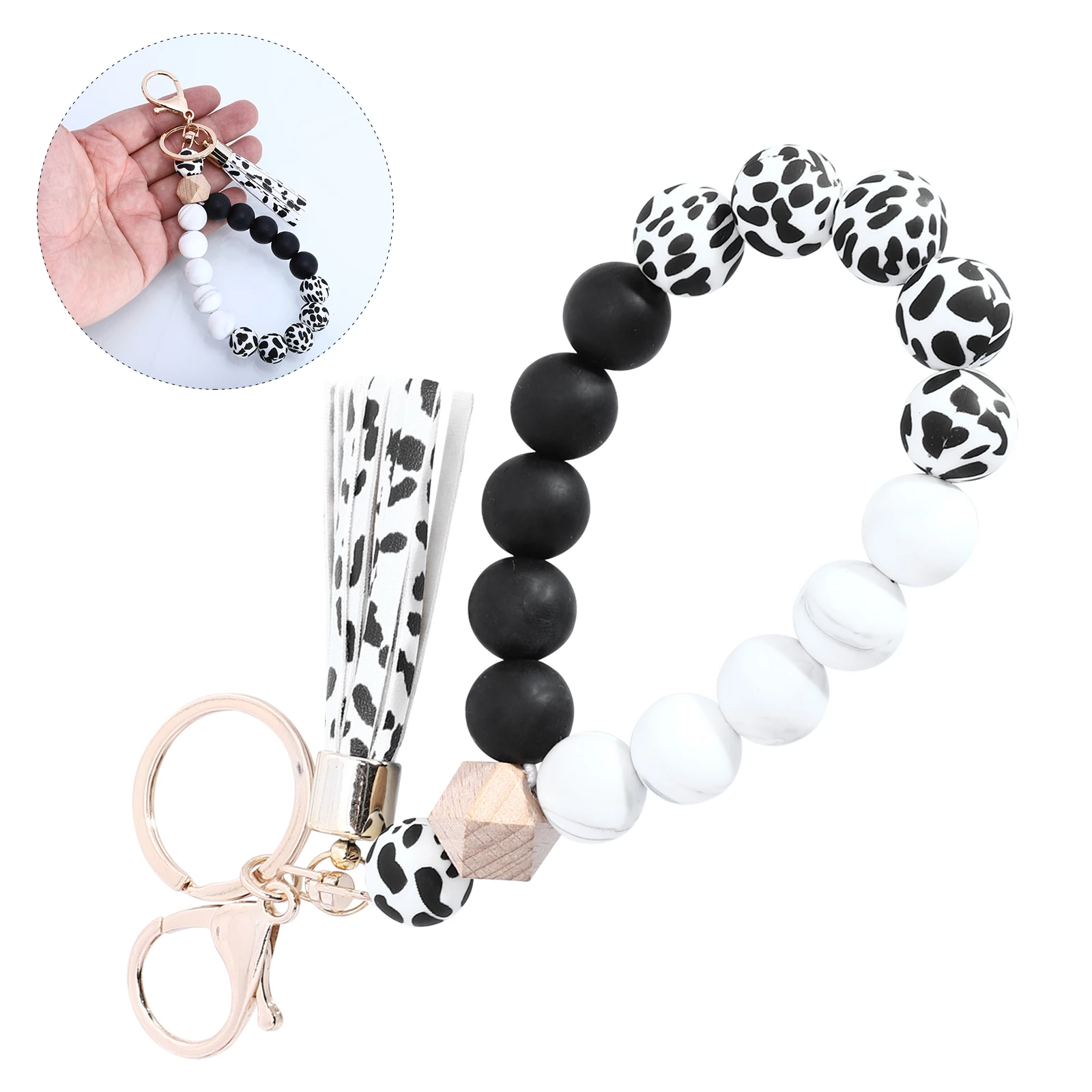 

Silicone Bead Key Chain Wristlet Bracelet Ring Bangle Wristb Premium Material Flexible Durable Comfortable Wear Car Home Office