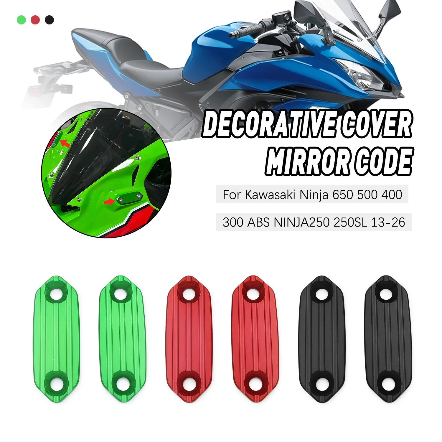 

Motorcycle Rearview Mirror Block Off Base Plates Cover Hole Cap For Kawasaki Ninja 650 500 400 300 250 KRT EX300 EX400 EX650