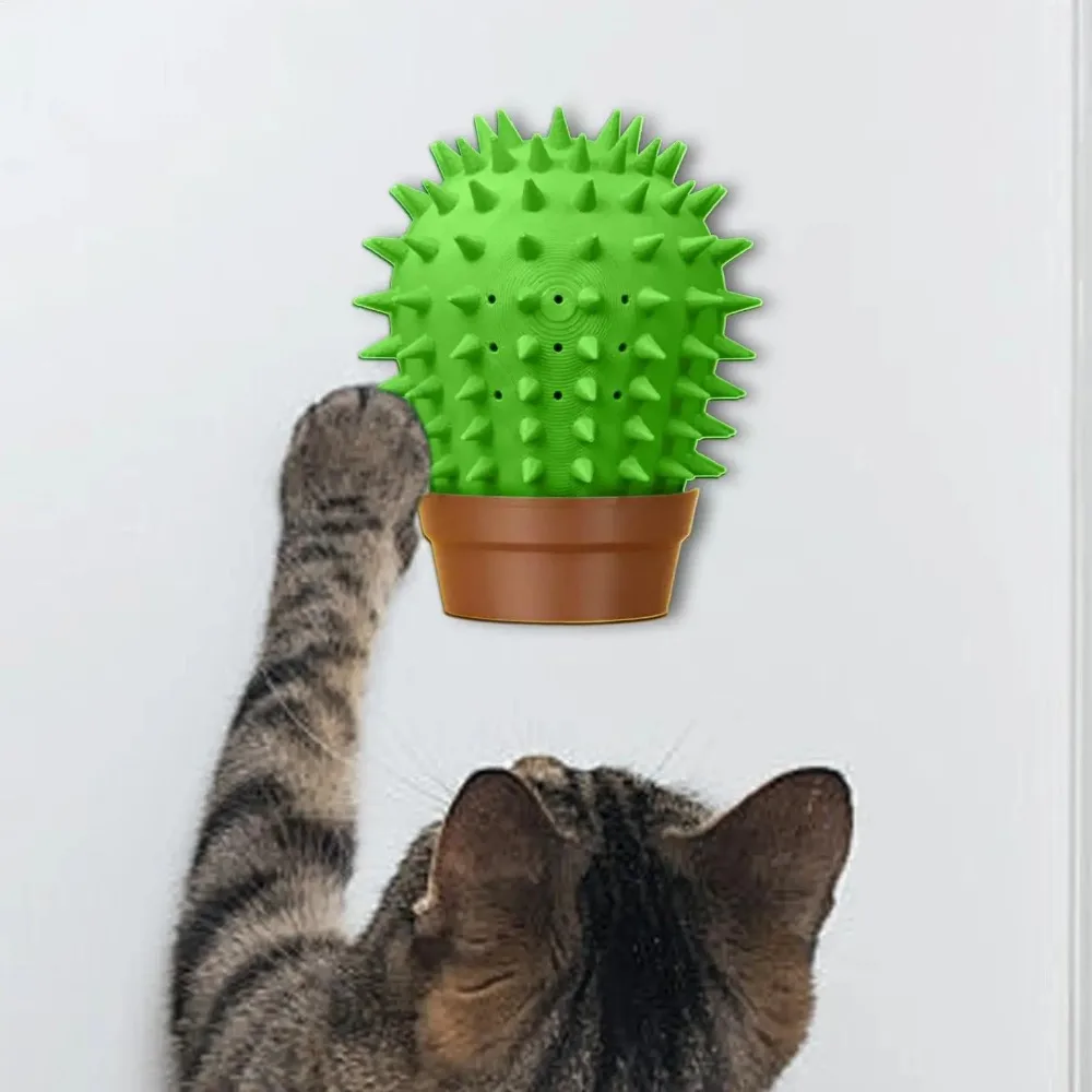

3D Printed Cactus Cat Scratching Board Wall Mounted Self-Grooming Cactus Hair Brush Wear Resistant Cat Scratch Pad