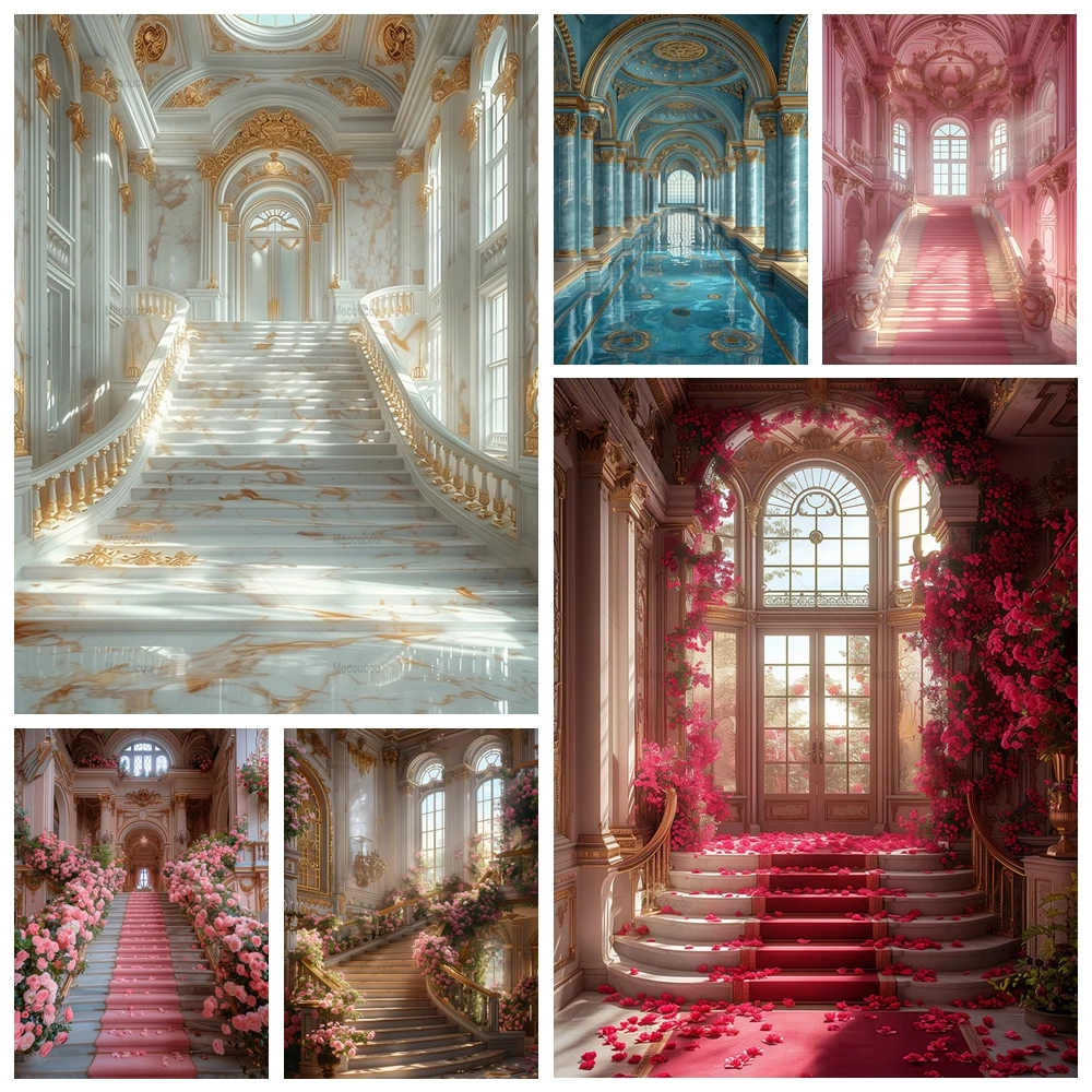 Retro Palace Castle Photography Backdrops Custom For Wedding Party Decor Background Photographic Studio Shoots Photocall Props