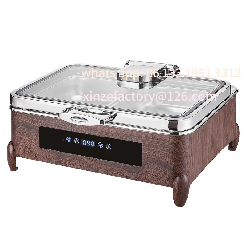 

Customizable High-grade Wood Grain 304 Stainless Steel Buffet Furnace Electric Heating Insulation Pot Buffy Furnace Hotel Breakf