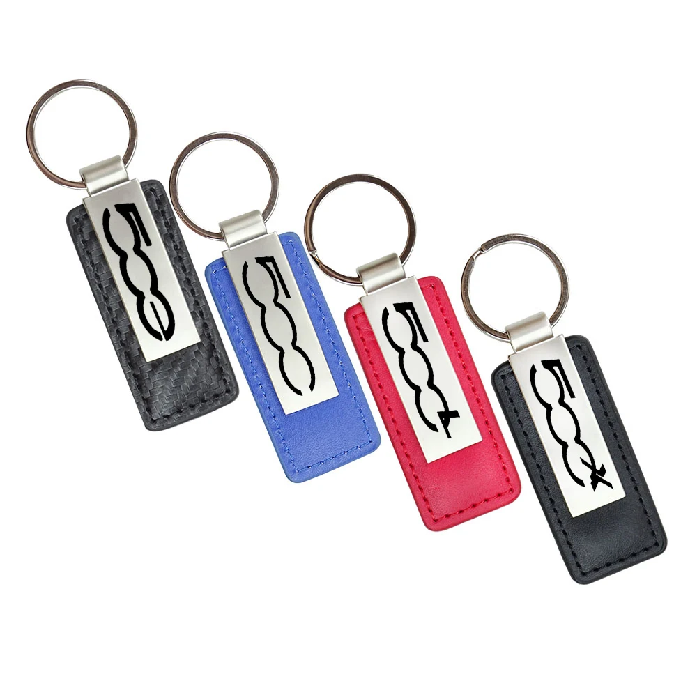 Car Key Rings For Fiat 500 500 L 500 S 500 X 500 C 500 E 500L 500S 500X 500C 500E Leather Metal Key Chain Emblem Accessories