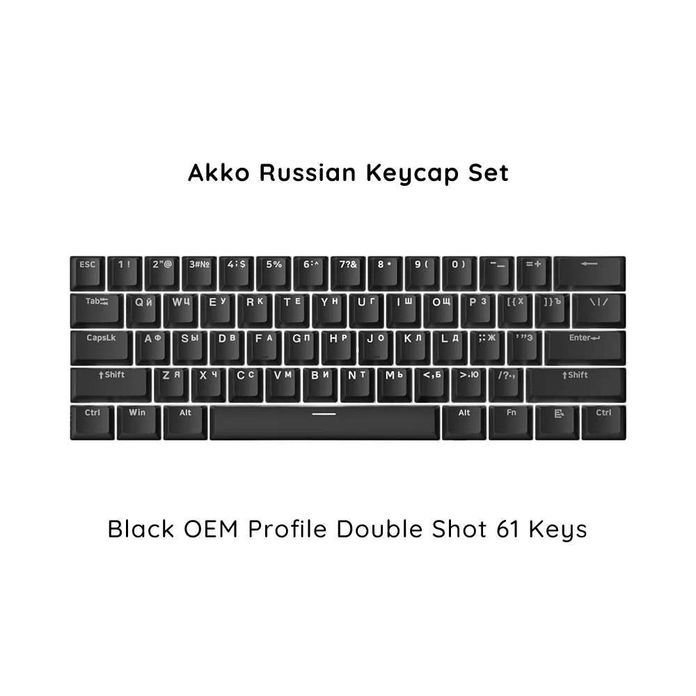 Akko Russische Keycap Set ASA/OEM/Cherry Profiel 61 68 84 88 108 Toetsen PBT Double Shot/Dye-sub Cyrillische Keycaps voor ANSI-toetsenbord