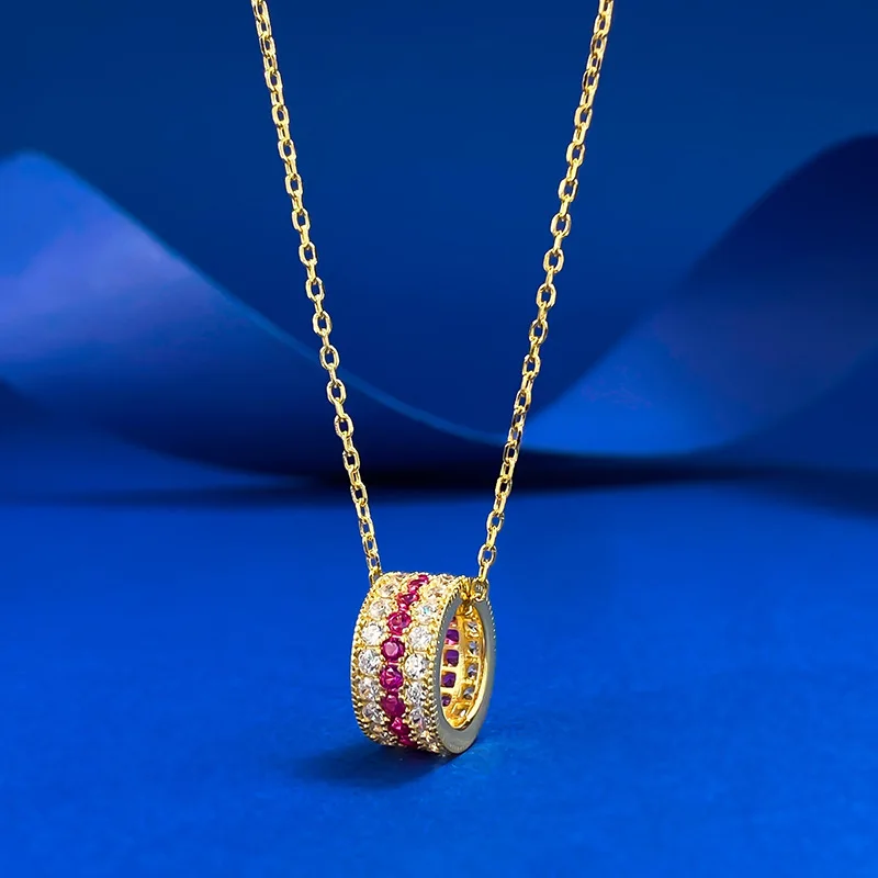 

Exquisite High-Carbon Diamonds Women's Necklace Pendant - Wedding Adjustable Gold Plated Chain - Engagement Anniversary Jewelry