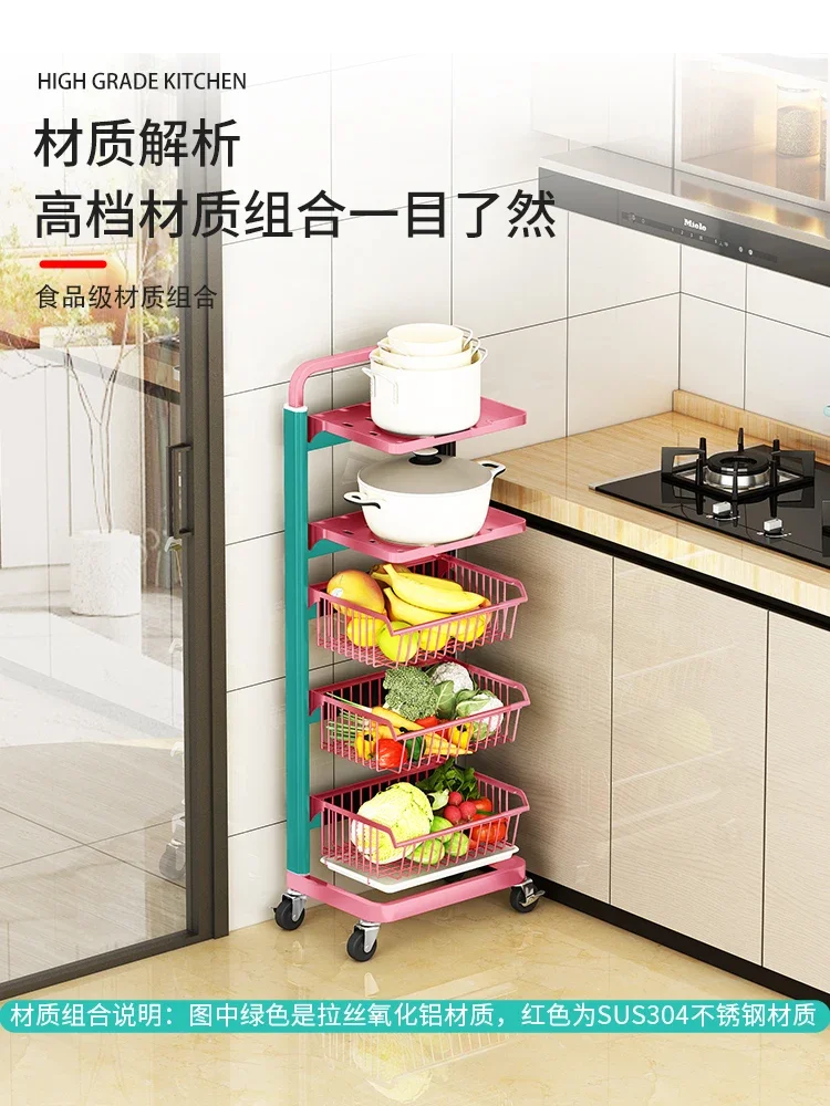 Pot rack kitchen shelf floor multi-storey 304 stainless steel household pot rack pot storage rack adjustable.