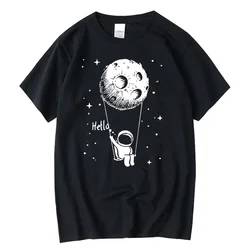 Summer Men T-shirt High Quality Cotton Blend Funny Spaceman Design Printing Casual Short Sleeve Cool Loose Tshirt Male Tops