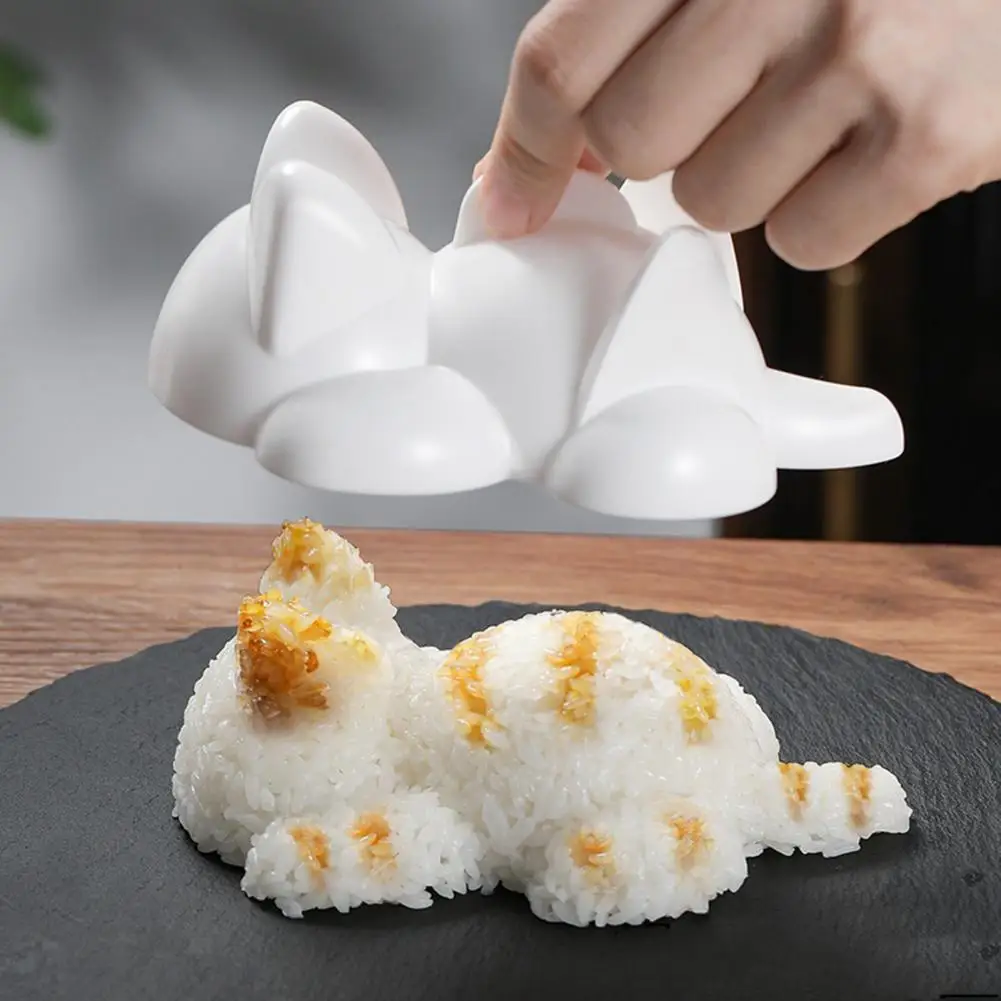 1/3/5Pcs Rice Ball Mold Food Grade Material Cat Shape Lying Flat Design Sushi Mold Easy Press Rice Ball Maker Onigiri Mold