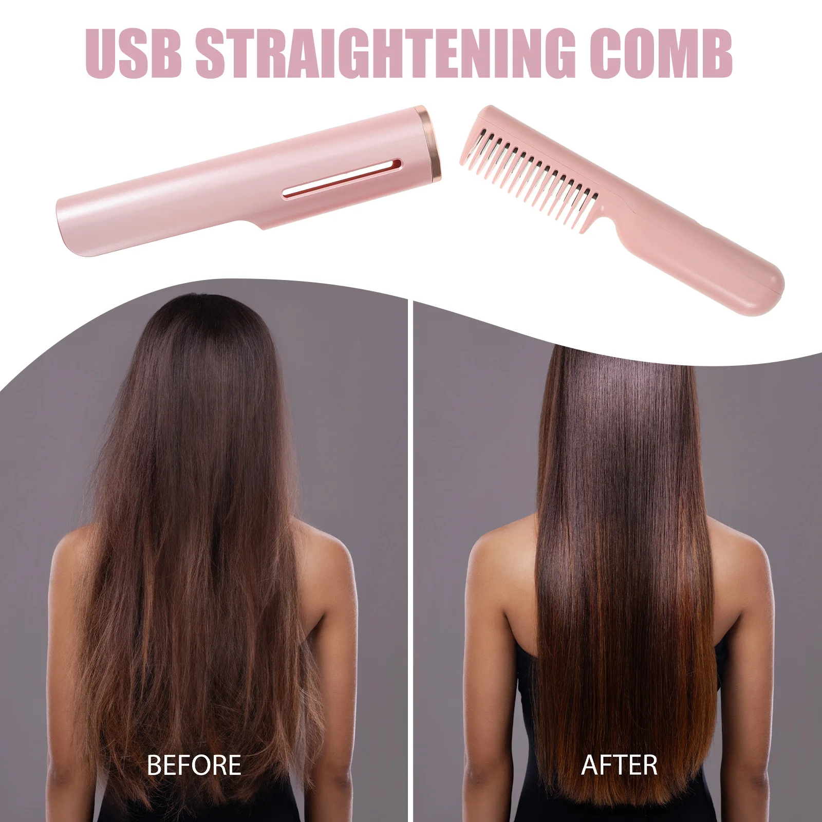 

Electric Straight Comb Ceramic Negative Electric Heating Comb Ion Heating Travel USB-C Hair Brush Styling Tool
