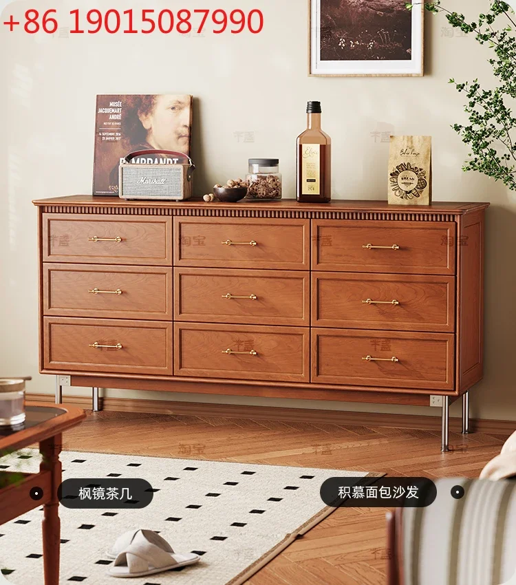 

Solid Wood French Furniture Bedroom Tailstock Modern Minimalist Living Room Cherrywood Retro Style Chest of Drawer