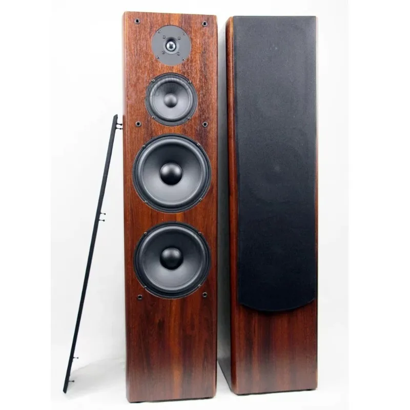 Hifi speaker passive wooden three-way frequency floor-to-ceiling audio 80W double 8-inch bass living room home theater Karaoke