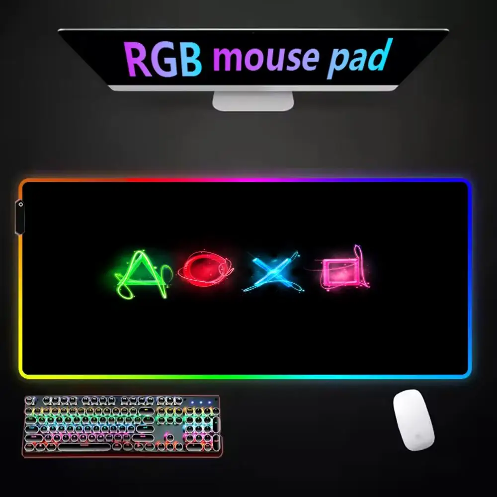 Neon gameconsole Muismat RGB-toetsenbordhoes Kleurrijke muismat LED-licht E-sport Muismat Computer Gamer Glow Lange bureaumat