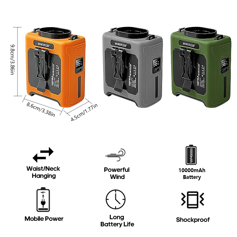Close-up of the power bank and fan