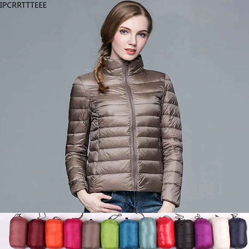 2023 New Women Autumn Winter 90% White Duck Duck Down Jackets Portable Warm Coat Ultra Light Down Jacket Female