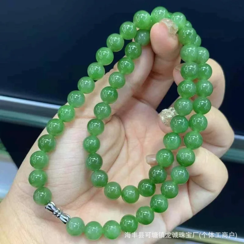 Factory Natural Hetian Jade Light Green Necklace Mother Chain without Black