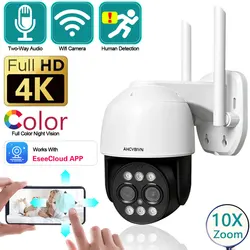 8MP WIFI Camera PTZ Dual Lens 10X Digital Zoom Outdoor 4K AI humanoid Auto Tracking Zoom Two-Way Audio 4MP+4MP Security Camera