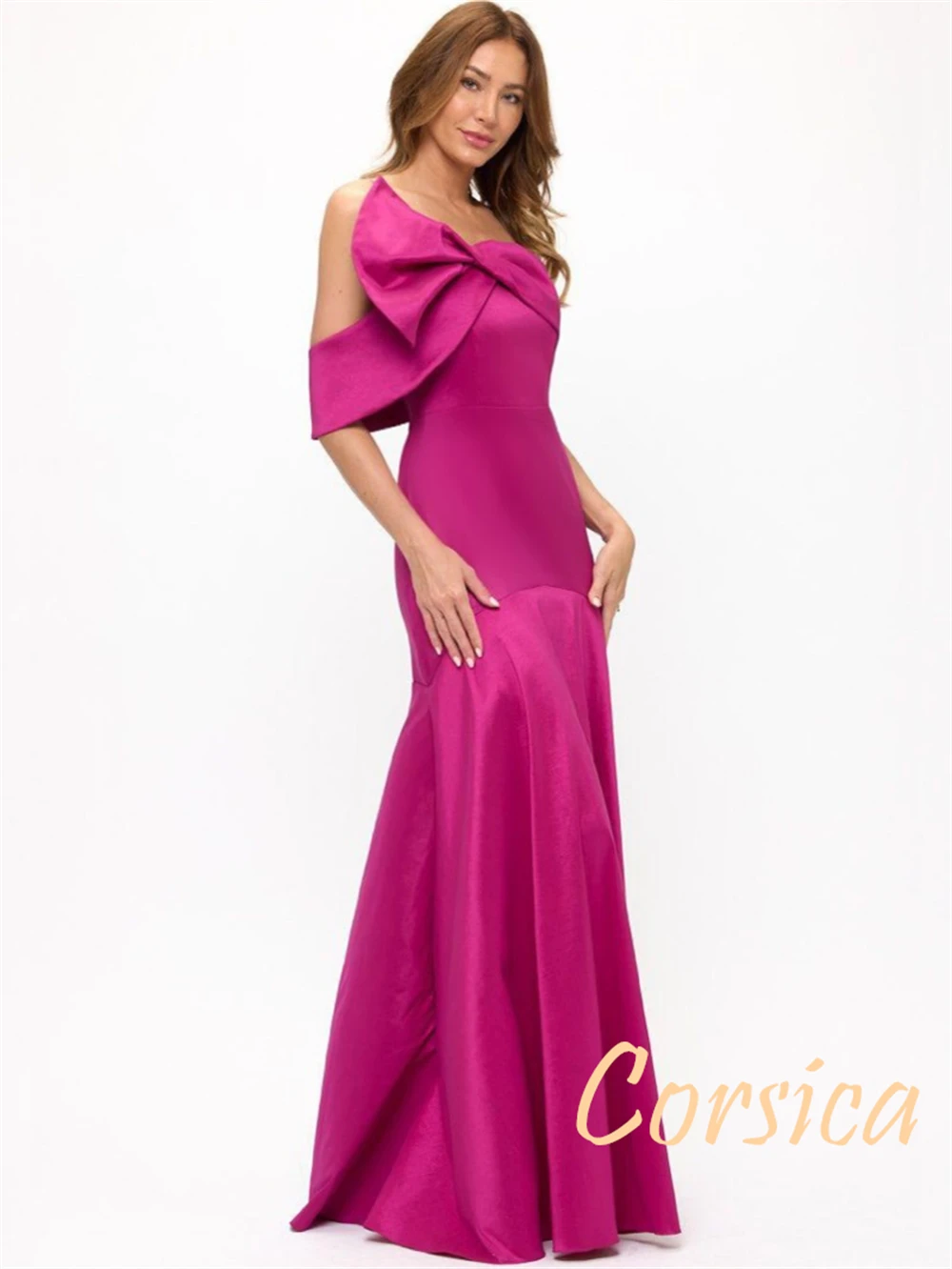 Customized Mermaid Modern Satin Evening Dresses Classic One Shoulder Homecoming Dresses Temperament Sweep Train Prom Dress