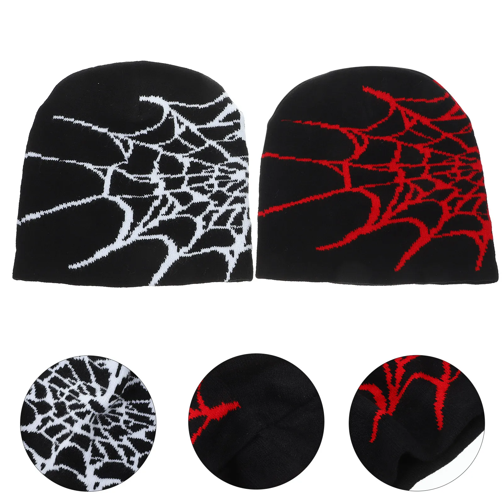 

2Pcs Spider Web Knit Hat Winter Beanie Stylish Warm Thicken Knitted Caps Unisex Winter Hats for Women Men Outdoor