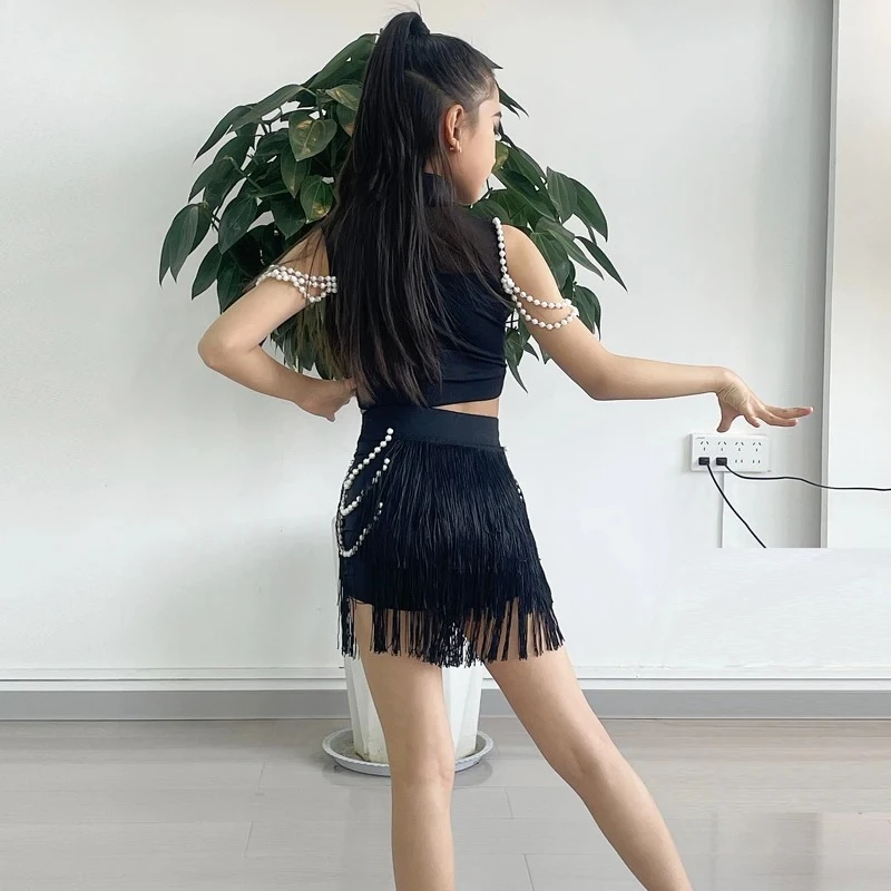 

Новый детский костюм для выступлений, соревнований, латиноамериканских танцев, платье для латиноамериканских танцев, костюм для тренировок по латиноамериканским танцам