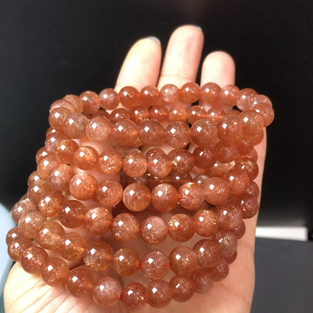 

1 Pc Fengbaowu Natural Gold Sunstone Bracelet Round Beads Reiki Healing Stone Fashion Jewelry Gift For Women Men