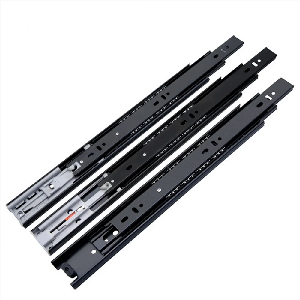 1 Pair Heavy Duty Drawer Slides Drawer Track Three-Section Shock Absorption Rebound Buffer Wardrobe Rail Cabinet Slide Rail