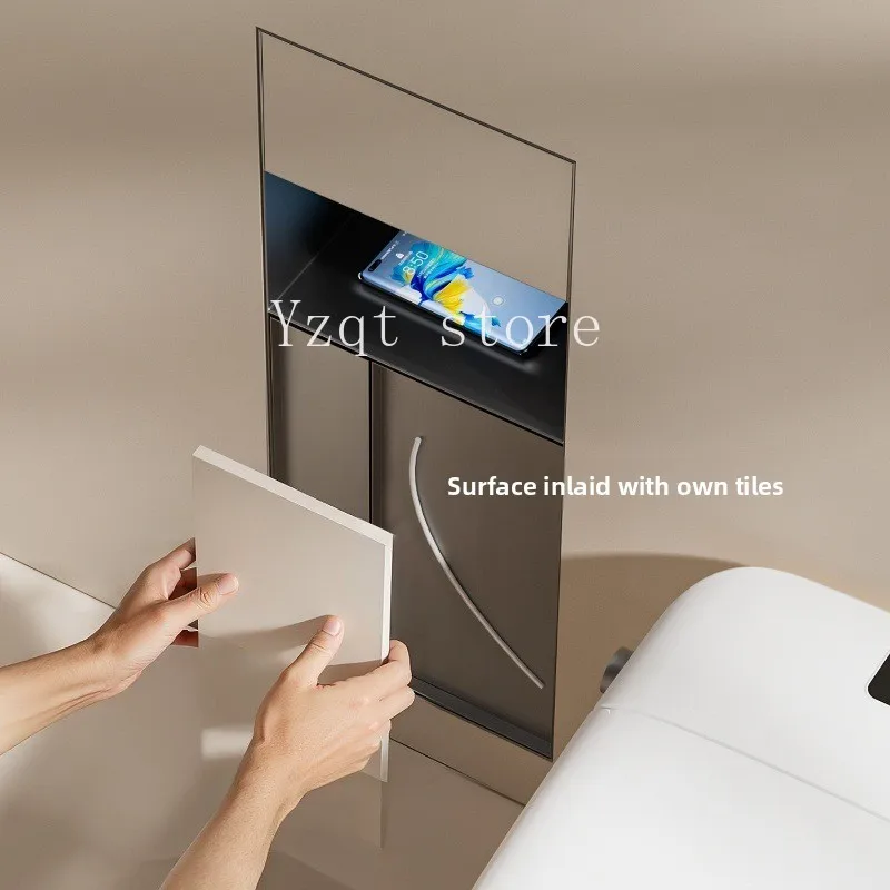 Stainless steel niche toilet trash can embedded tissue box toilet brush storage cabinet stainless steel niche embedded cabinet