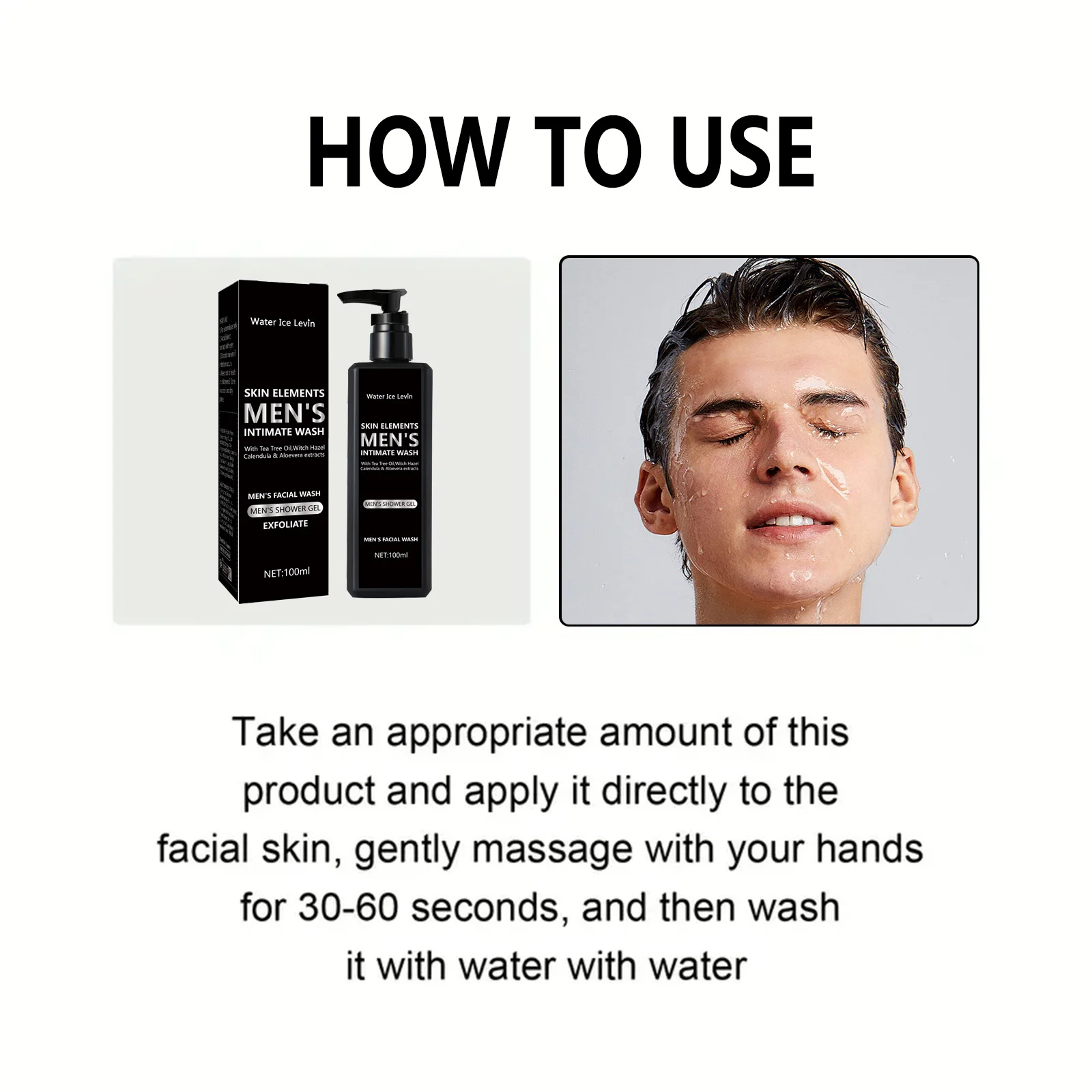 100ML men\'s facial cleanser for daily cleansing and bathing, suitable for oily skin, soothing, purifying and cleaning