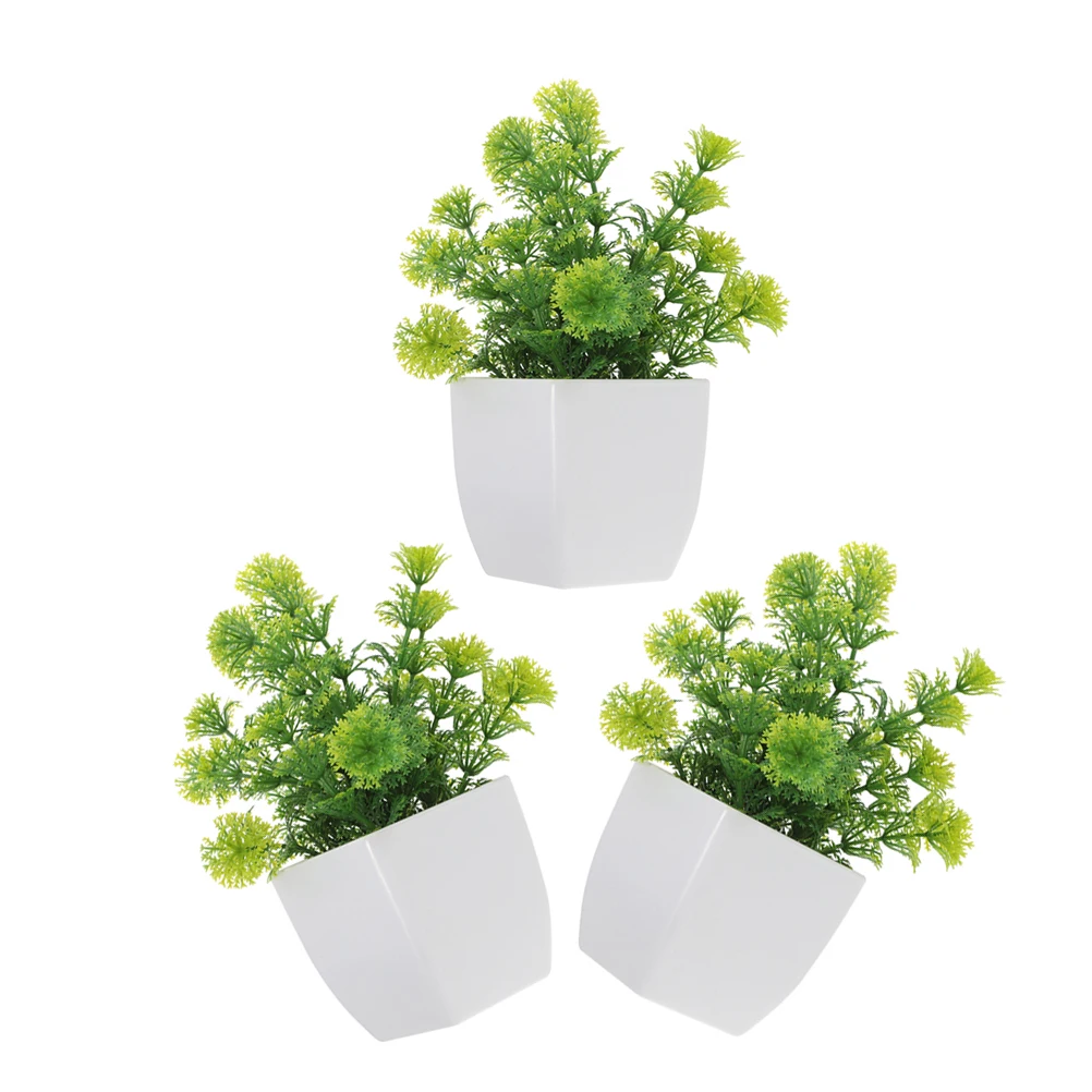 

3Pcs Fake Potted Plants Indoor Decor Realistic Artificial Bonsai Tree for Desktop Shelf Bathroom Green Plant Ornament Home