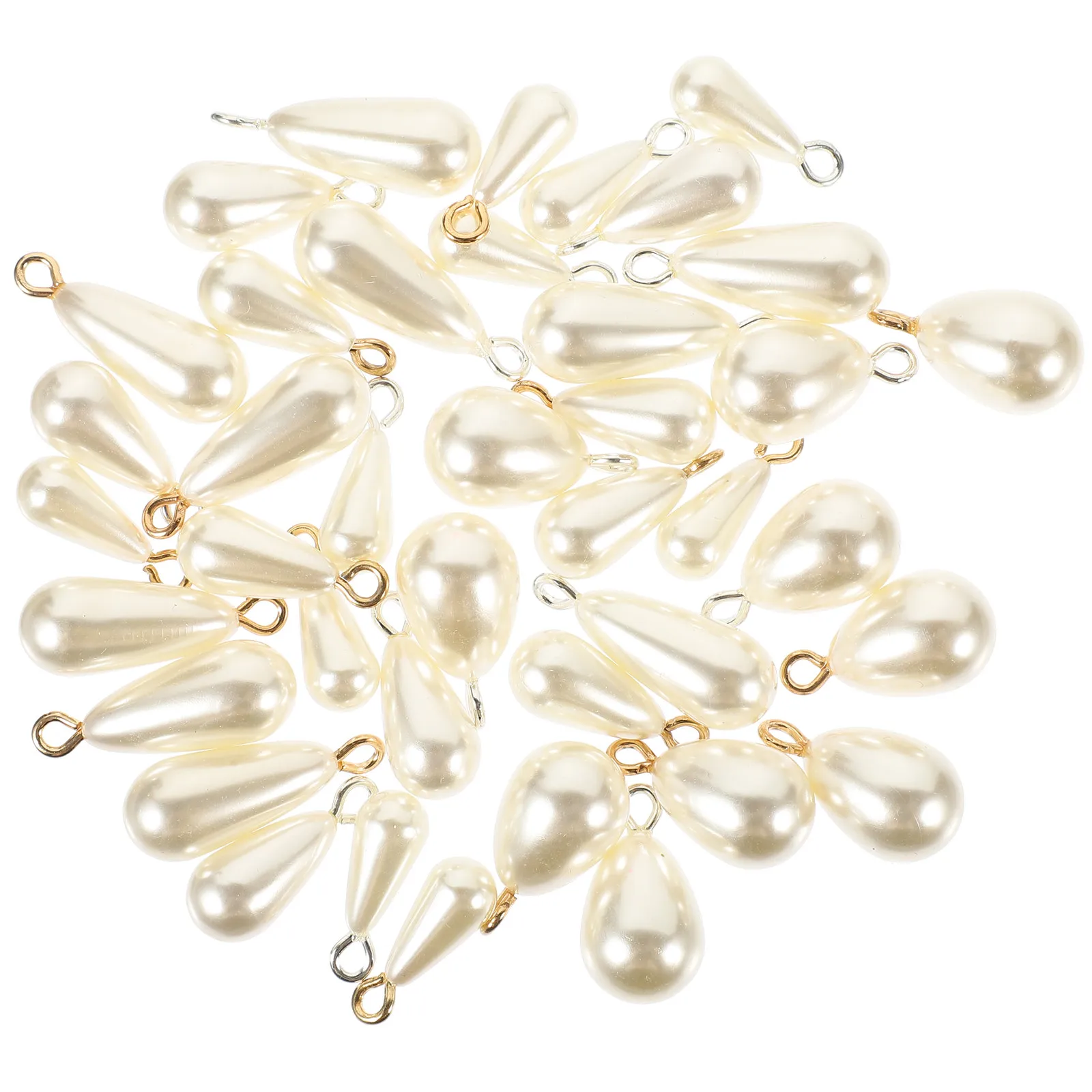 

40Pcs Imitation Pearl Pendant Charms Multiple Shapes for DIY Jewelry Making Necklace Bracelet Kits Imitation Pearl Charms