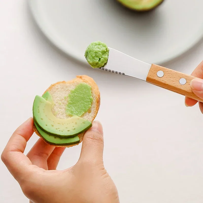 4 יח 'סכין חמאה מפזר גבינה קטנה מיני חמאה מרית קרם ריבה מקציפת עץ ידית ילדים סכו ”ם כלי שולחן