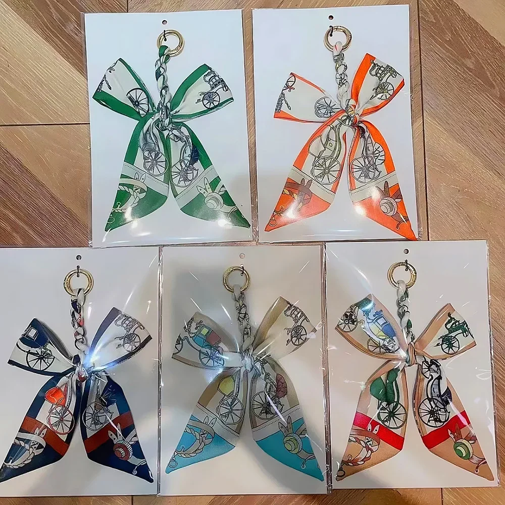 New Bag Accessories Silk Scarf Pendant Fashion Bag Bowknot Silk Scarf Buckle Weave Bag Pendant Bag Charm