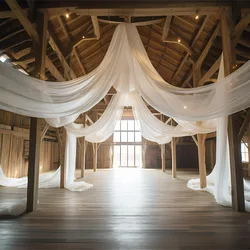 Wedding Arch Drape Roof Ceiling Decor Sheer White Drapes Fabric Gauze Tulle Curtain for Party Ceremony Stage Hotel Decoration