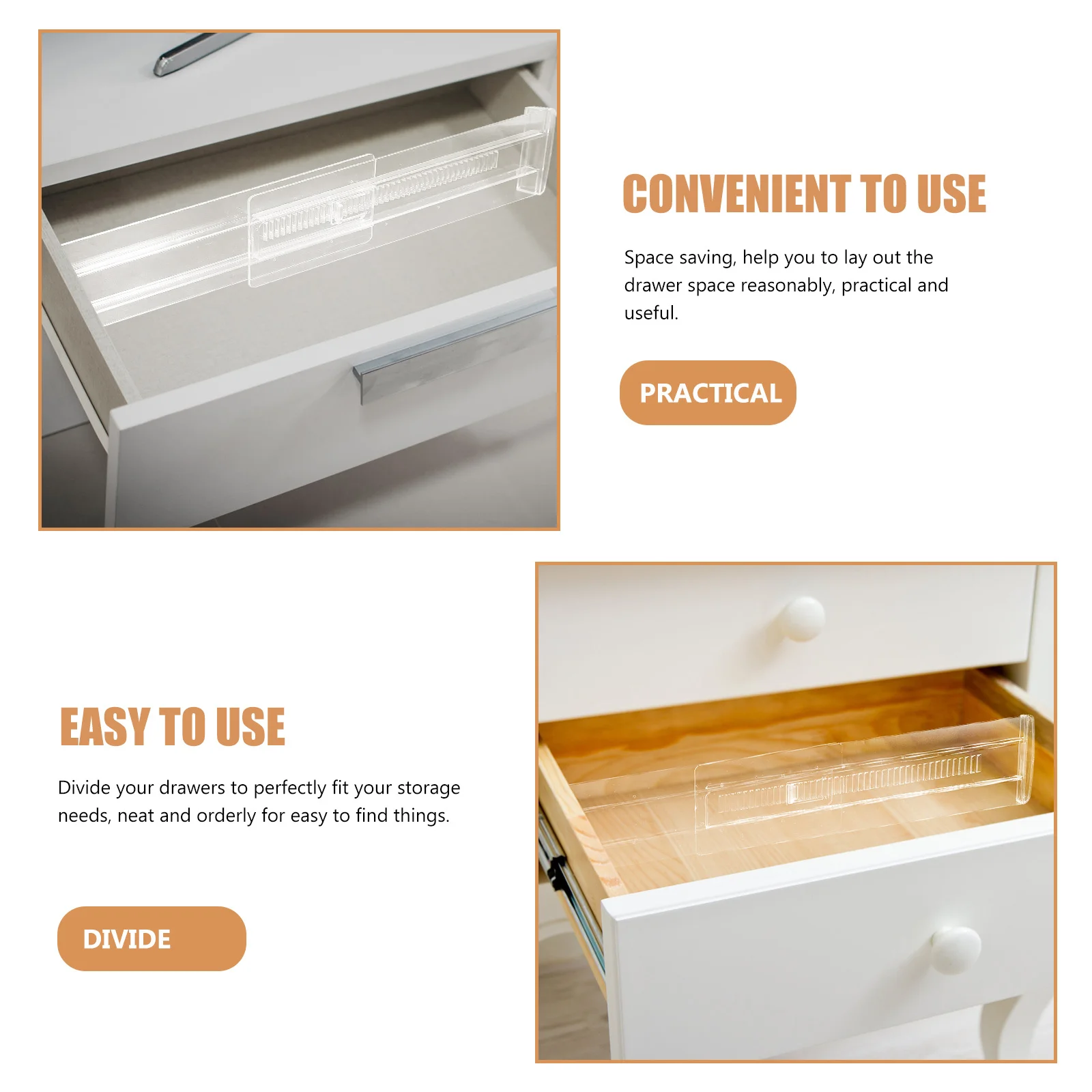 Adjustable Drawer Divider Expandable Plastic Board For Home Drawer Organizer Space Saving Storage Retractable Separator