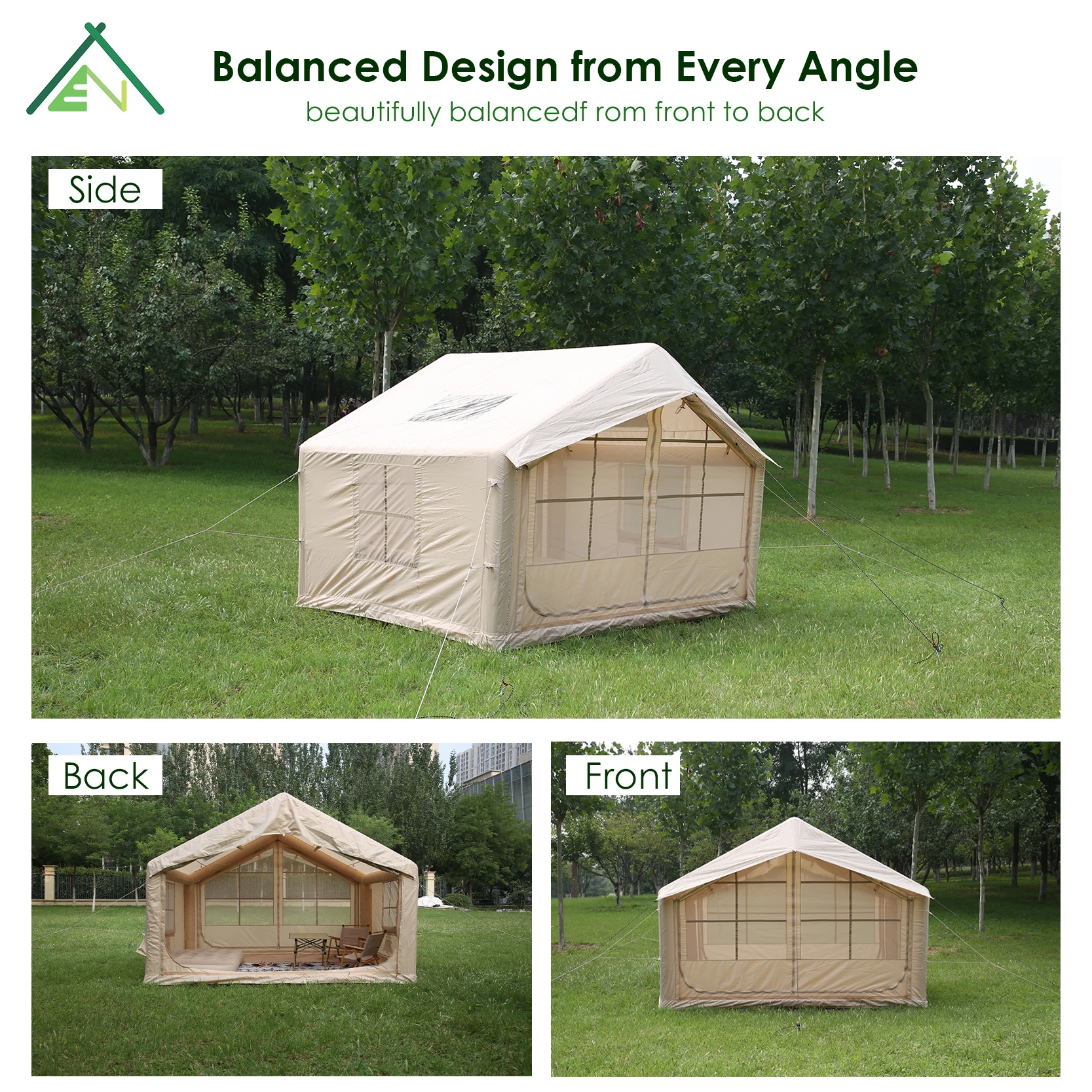 Portable 7.5sqm Four-season Double Layer Waterproof Oxford Cloth Inflatable Tent Easy Setup Glamping Tent For Car Camping Road