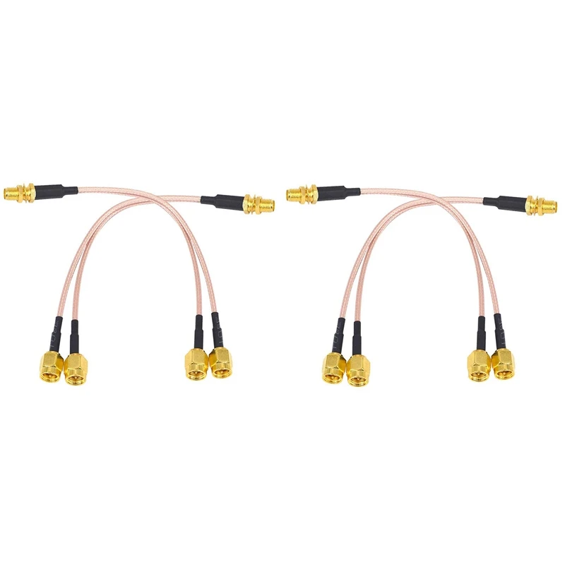 4X Wifi Antenna Coaxial Cable SMA Female To Y-Type 2XSMA Male Straight Splitter Combiner Extension Pigtail Cable RG316