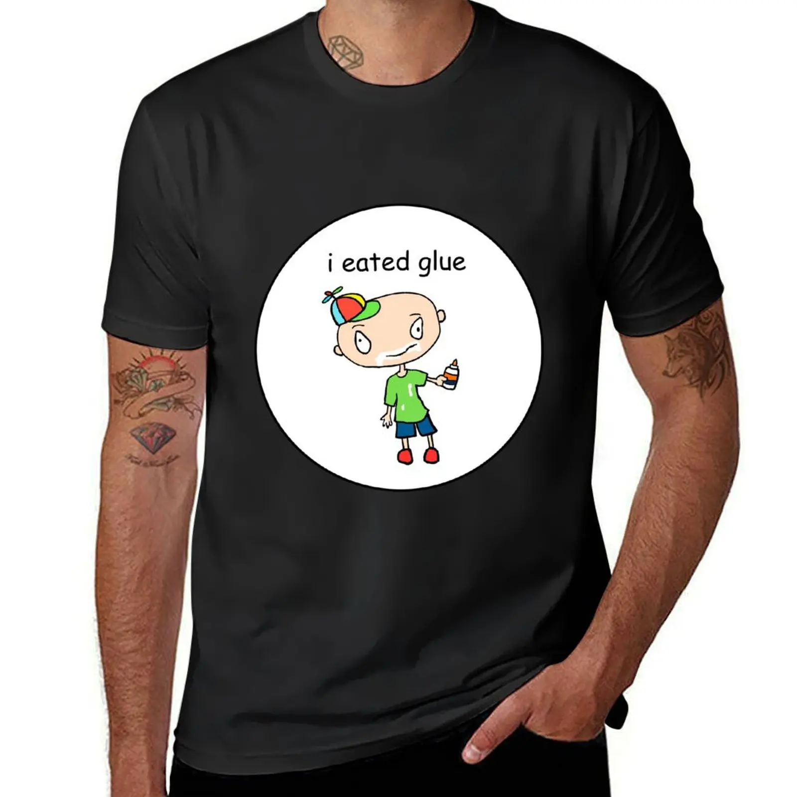 i eated glue T-Shirt graphics oversized tops Men's clothing