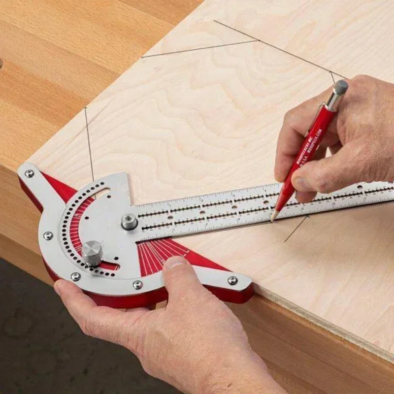 Woodworking Edge Measuring Ruler Stainless Steel Protractor T-square Woodworking Edge Ruler Adjustable Angle Measuring Tool