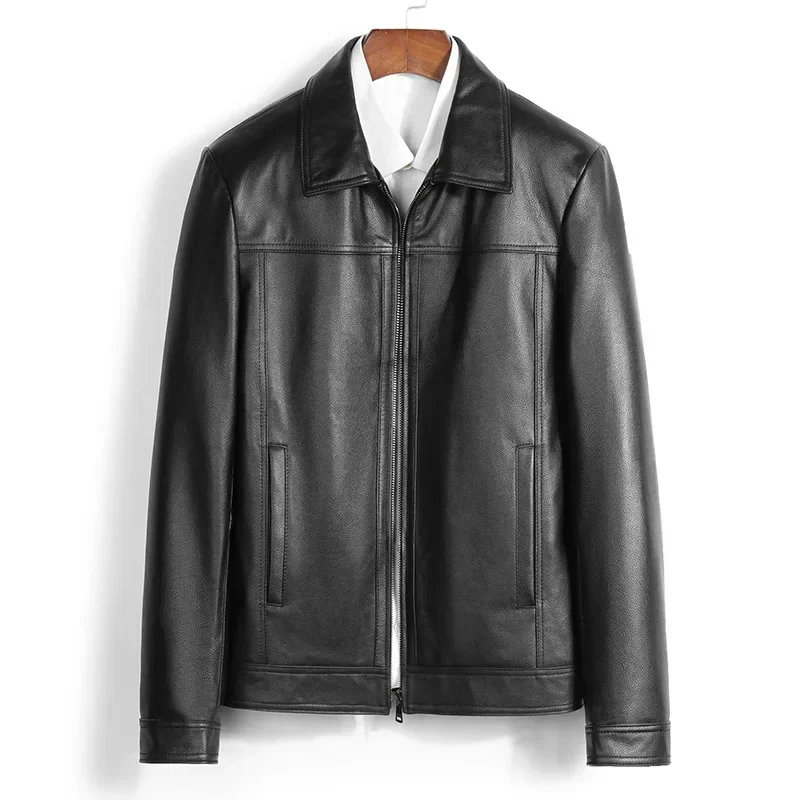 Genuine Leather Jacket Men Clothing Cowhide Mens Spring Autumn Casual Coat Short Male Leather Jacket Chaquetas Hombre Lq