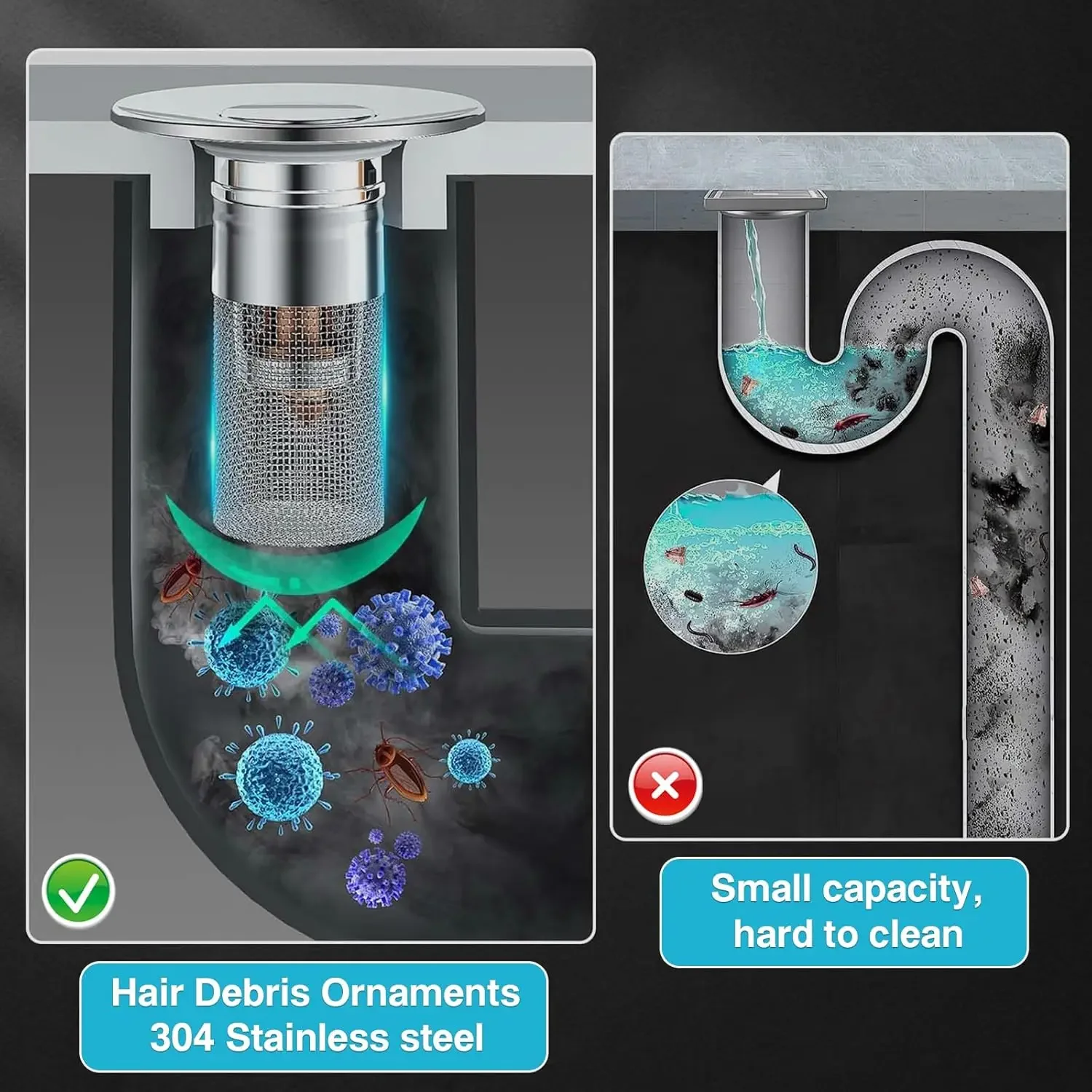 1-20 Stuks Roestvrijstalen Afvoerfilter Wastaflug Anti Geur Kogel Kern Plug Haar Vanger Douche Gootsteen Filter