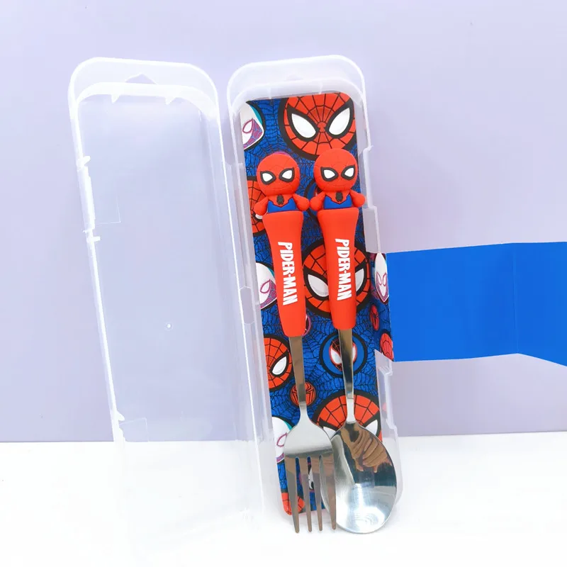 Cooles Besteckset für Kinder mit Helden-Motiv, aus Edelstahl, mit Gabel, Löffel und Messer, ABS-Griff, tragbar, mit Aufbewahrungsbox für Schule, Reisen, als Geschenk für Kinder. – Detail 3