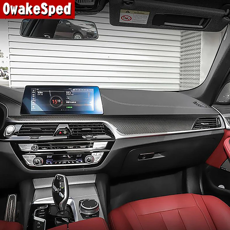 カーボンファイバーカラーカーアクセサリー、ダッシュボードパネル装飾トリムストリップステッカー、bmw-5シリーズ-g30-g38-2018-2022年式対応
