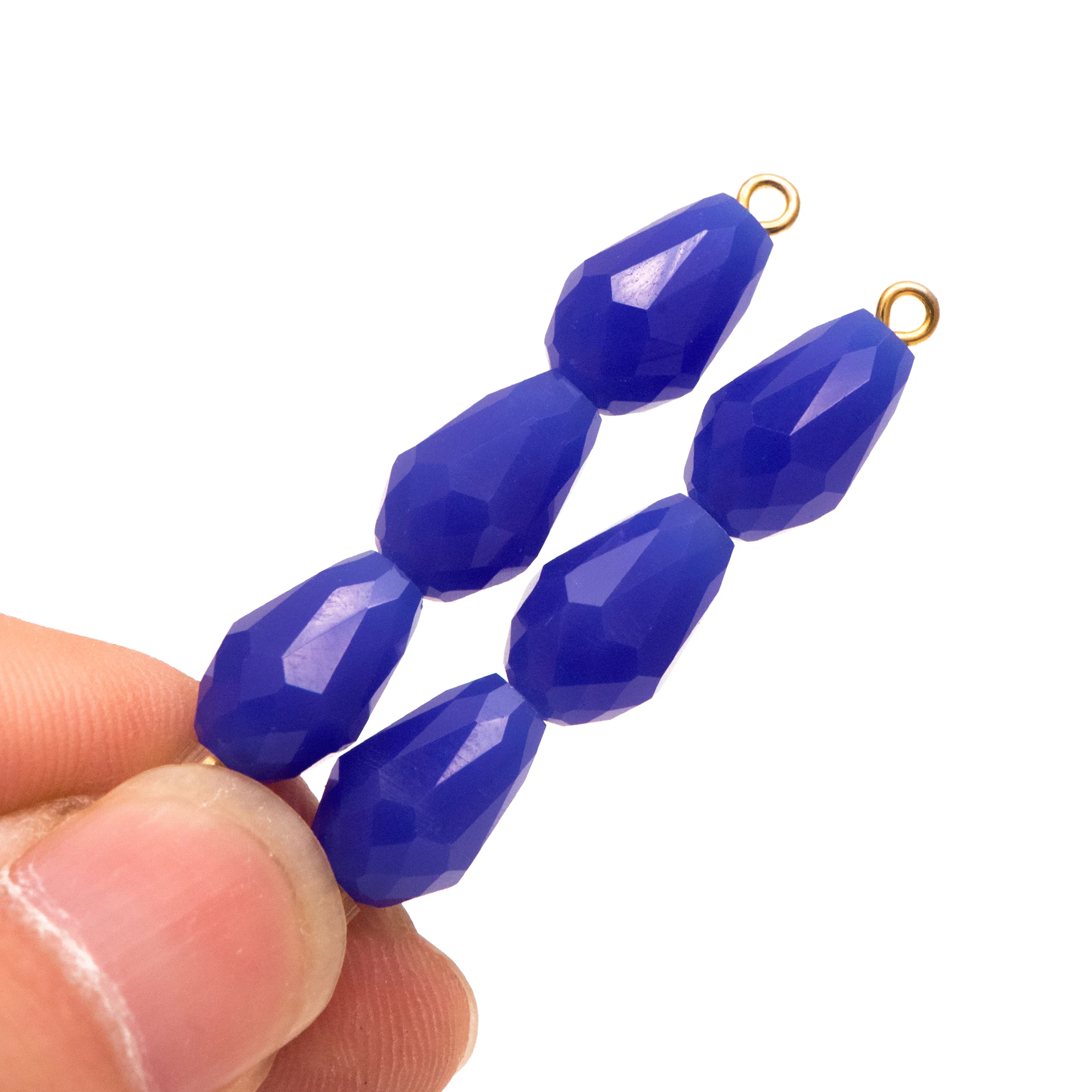 

58pcs Glass Faceted Teardrop Beads 8x11mm, Top Drilled Crystal Briolette, Opaque Blue (#SS08-54)