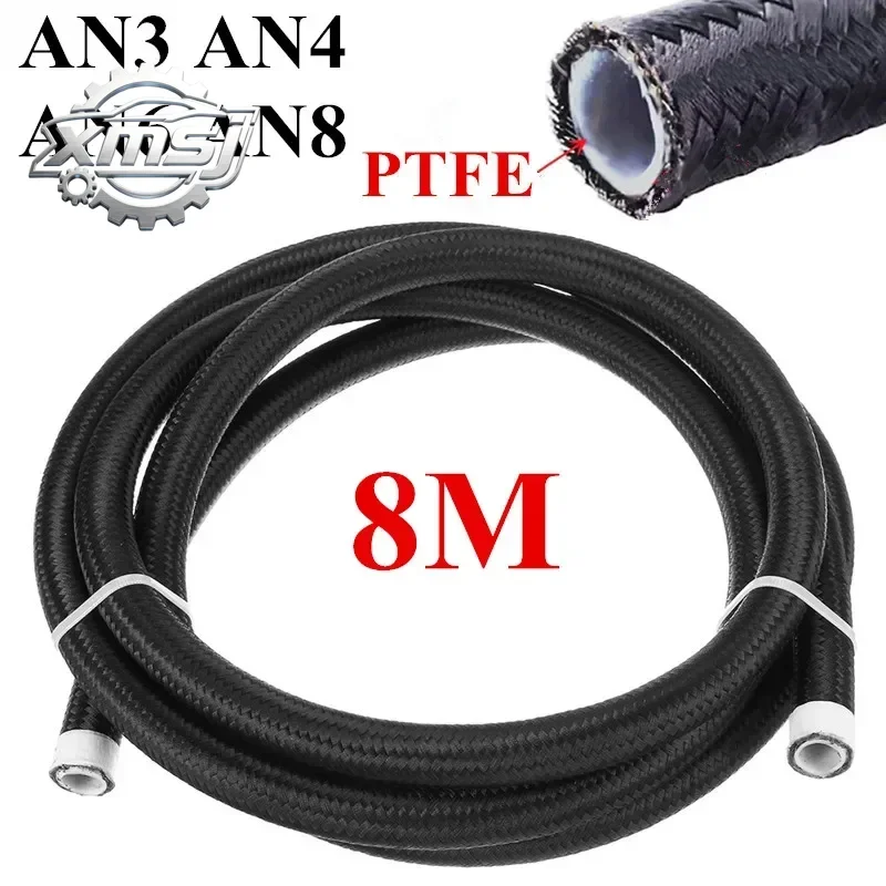 

Manguera carreras Universal AN3 AN4 AN6 AN8, 8 metros, manguera freno PTFE trenzada nailon y acero inoxidable, tubo enfriado