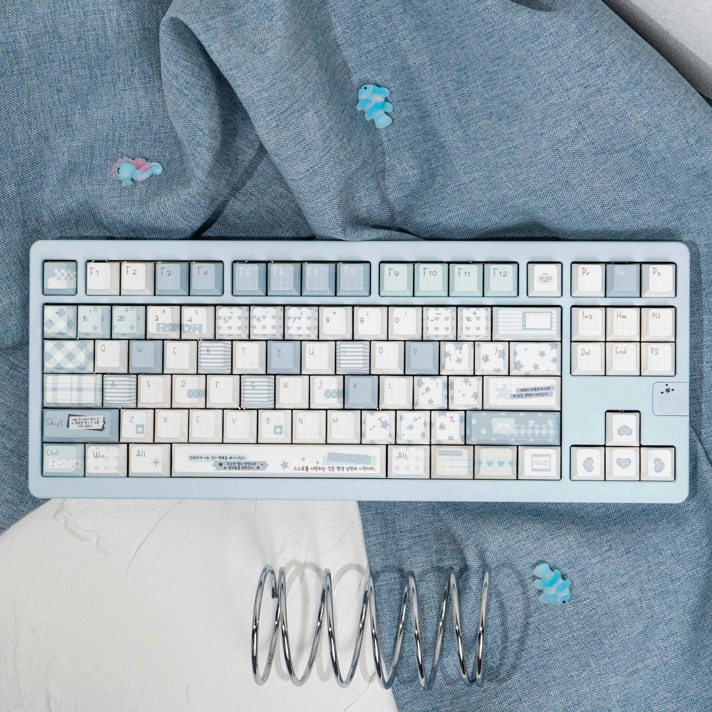 

129 keys Blue Memo Keycaps Dye-Sub Cherry Profile PBT Keycaps Sets Custom Cute For MX Mechanical Keyboard