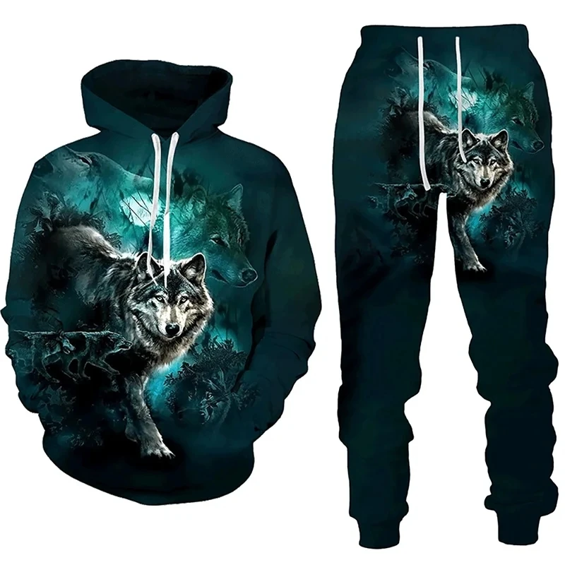 New Forest Wolf 3dprinted Männer Hoodie Herbst Winter lässig Mode Jogging hose Trainings anzug Kleidung y2k Streetwear übergroße Kleidung