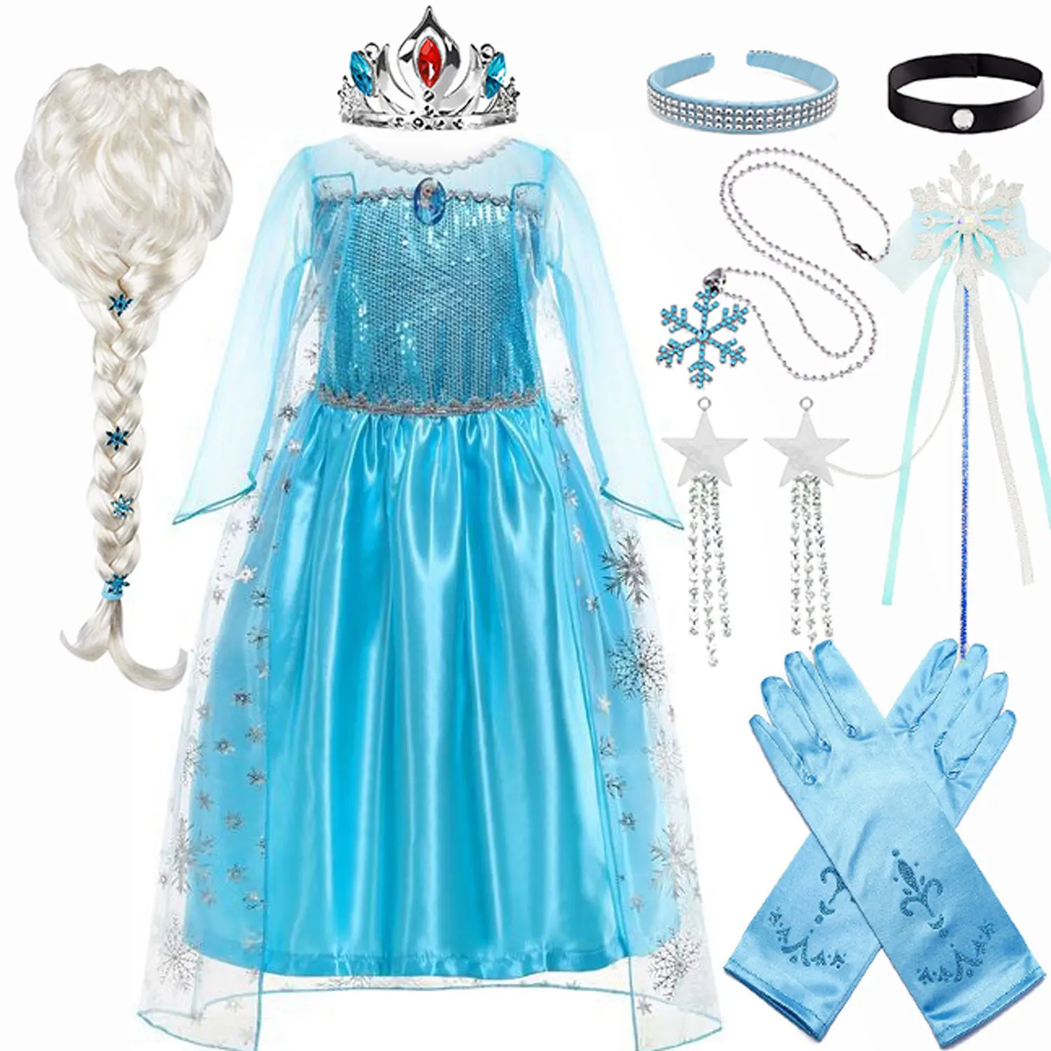 

Disney Girls Princess Dress Snow Queen Elsa Costume Kids Sequins Dresses Party Carnival Children Cosplay Dress Up 3-10 Years