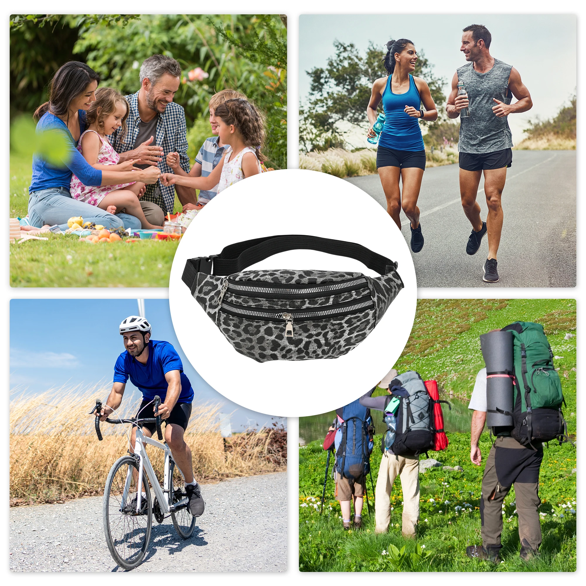 X Autohaux ليوبارد نمط حزمة مراوح أسود أبيض 1 قطعة #6